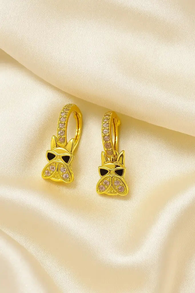 Cat Eye Sparkle Huggies – Gold Crystal Charm Earrings
