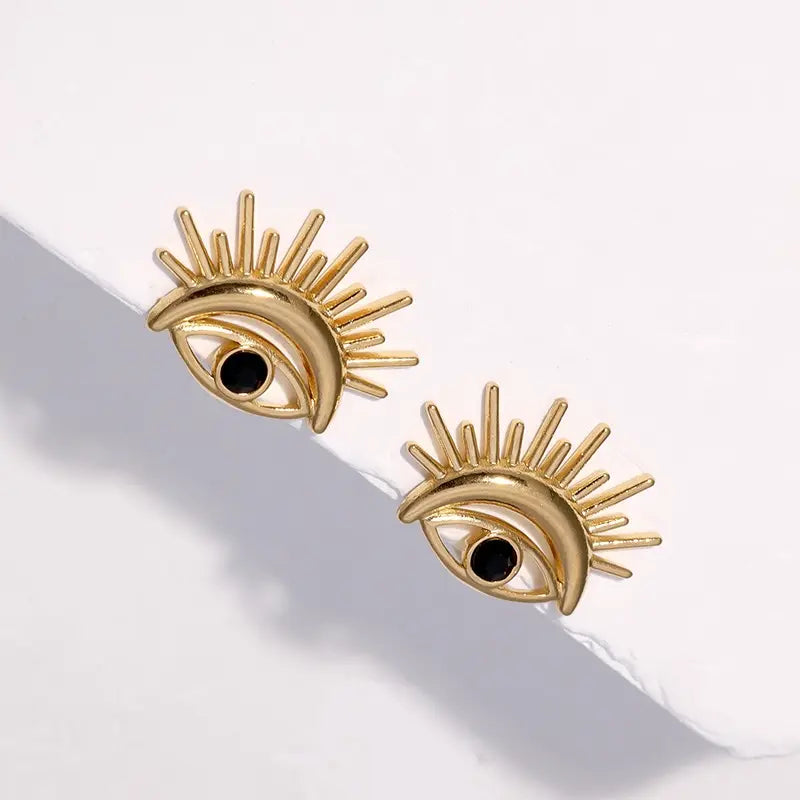 Evil Eye Radiance Studs – Gold Eye Design Earrings