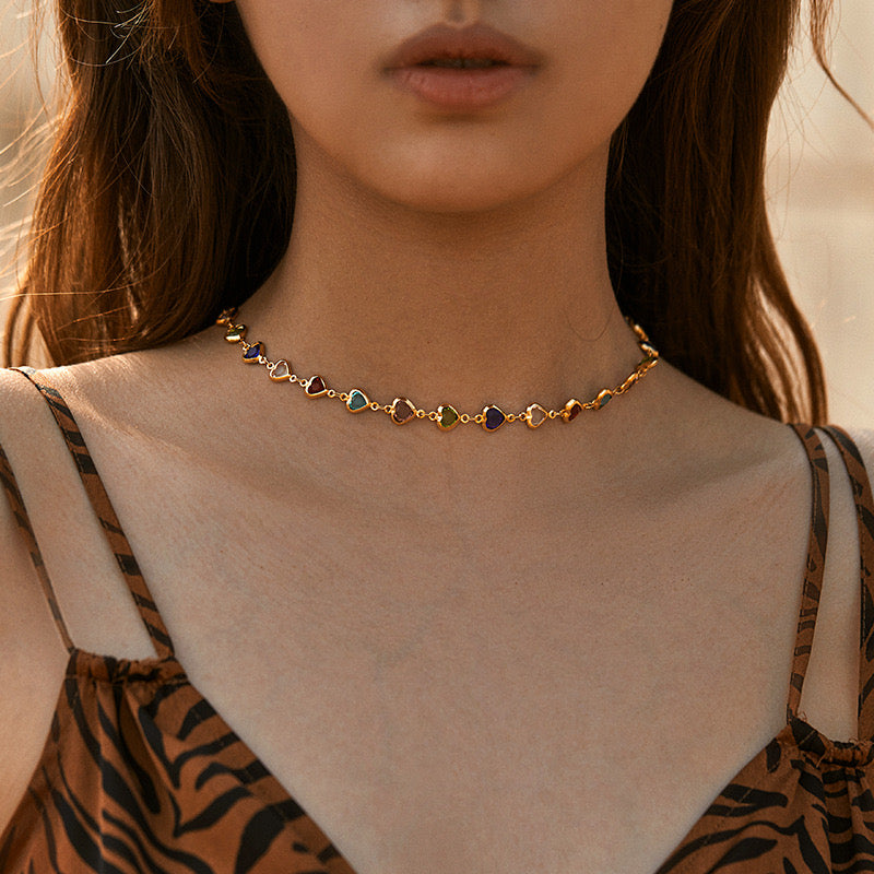 Rainbow Hearts Choker