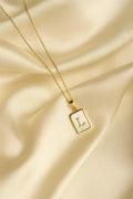 L Initial Necklace – Enamel Gold Finish
