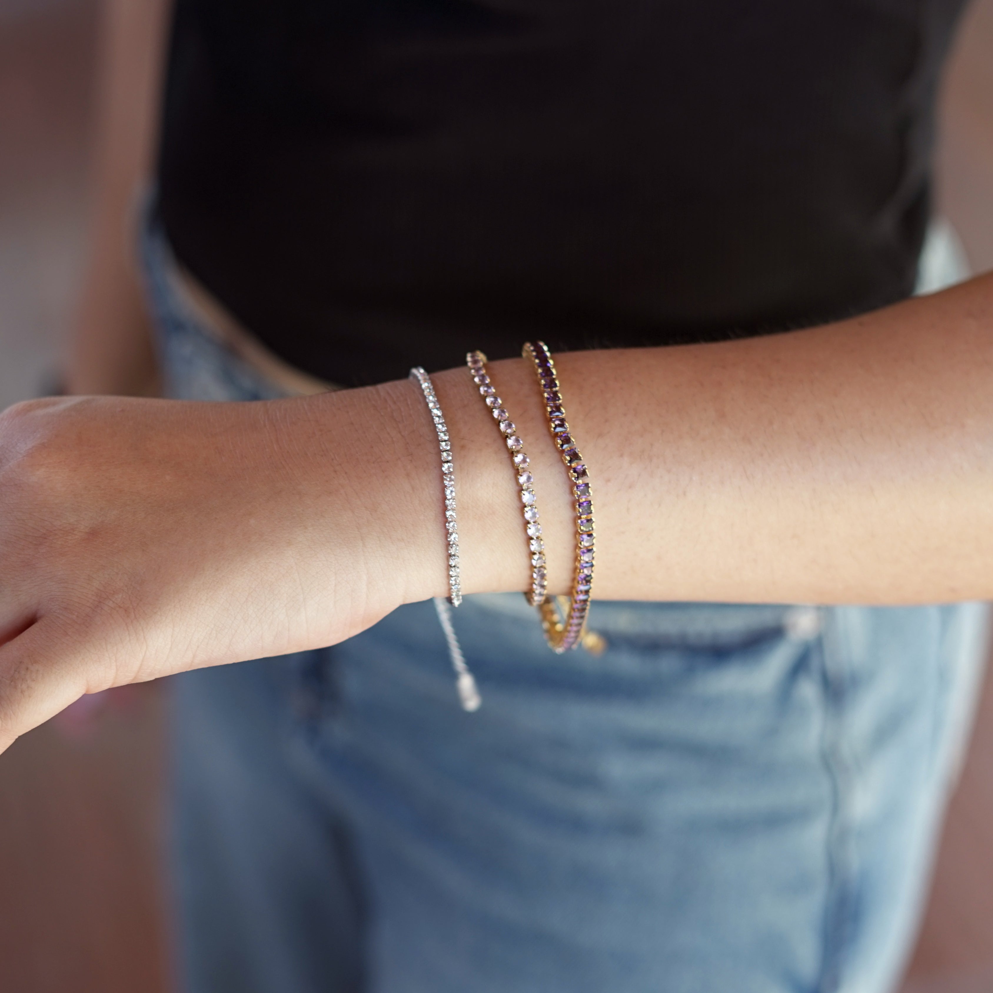 Gulabi Glow Tennis Bracelet