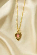 Pink Enamel Heart Pendant Necklace