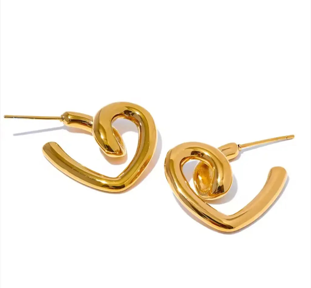 Twisted Glow Heart Chunky Stud Earrings