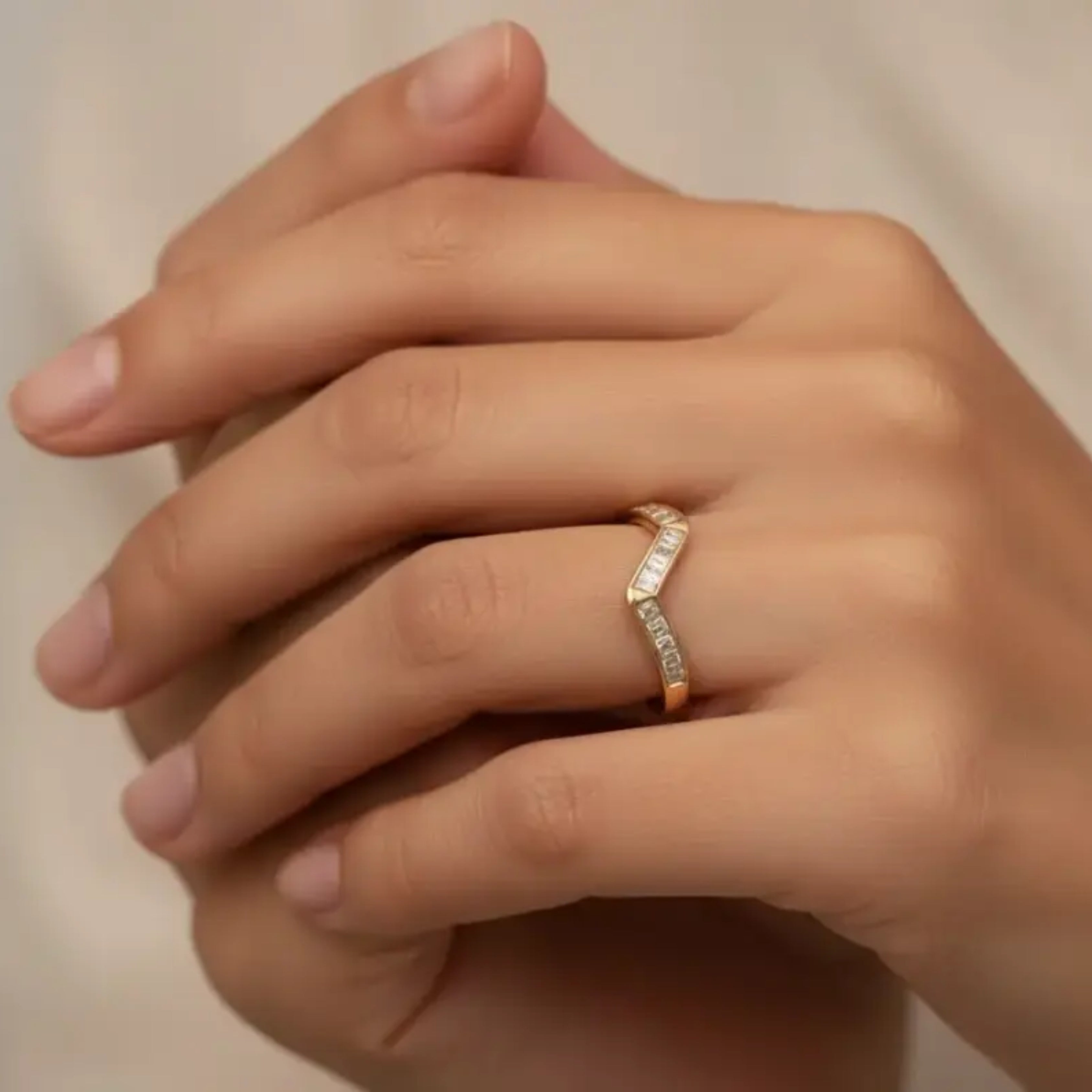 Zigzag Crystal Band Ring